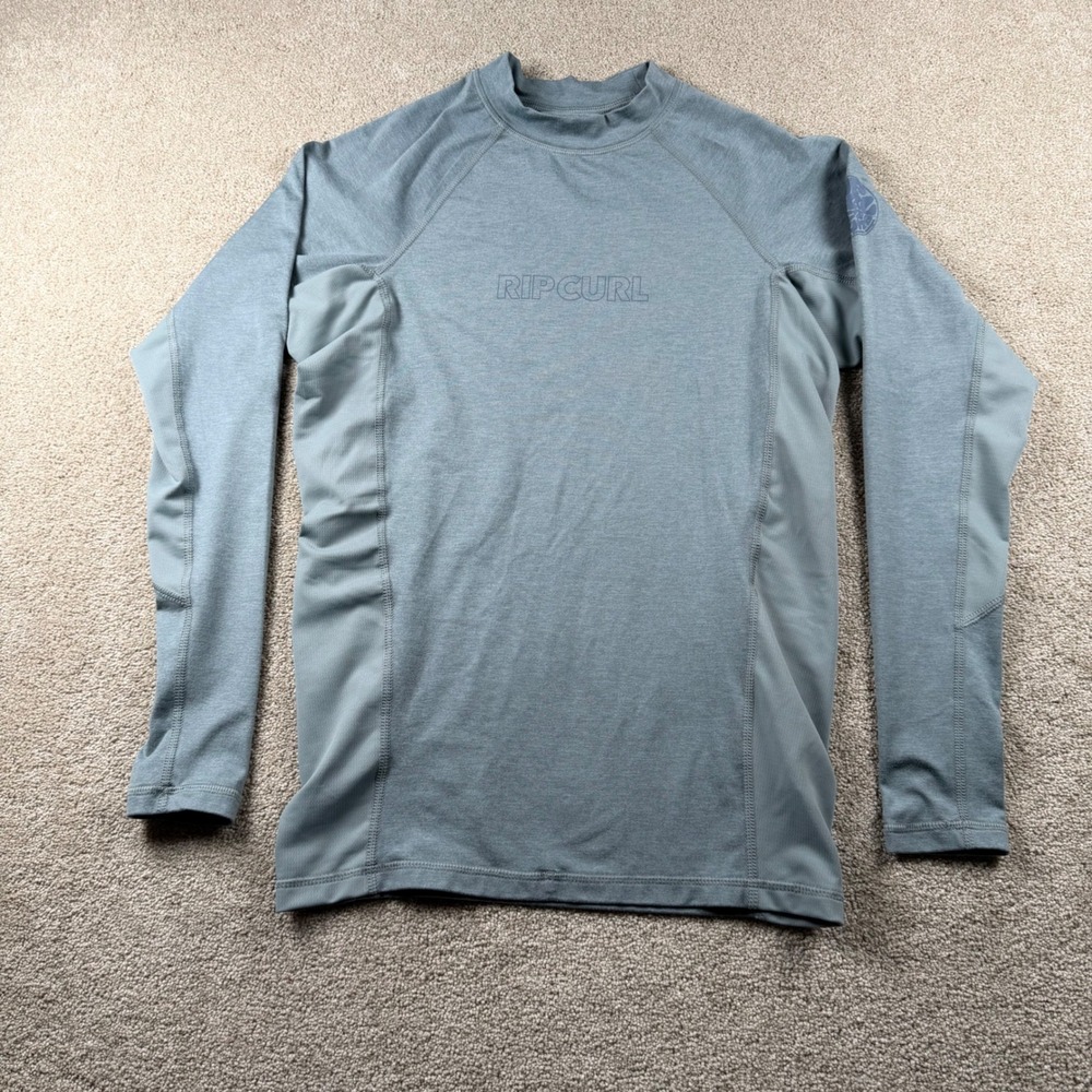Rip Curl Mens Performance Fit Rash Guard Long Sleeve UPF 50+ Blue Gray Medium